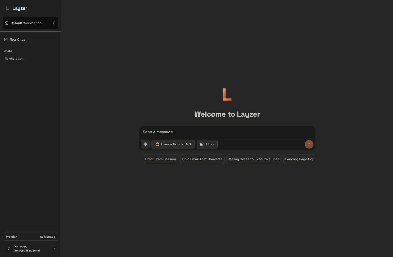 Layzer welcome screen